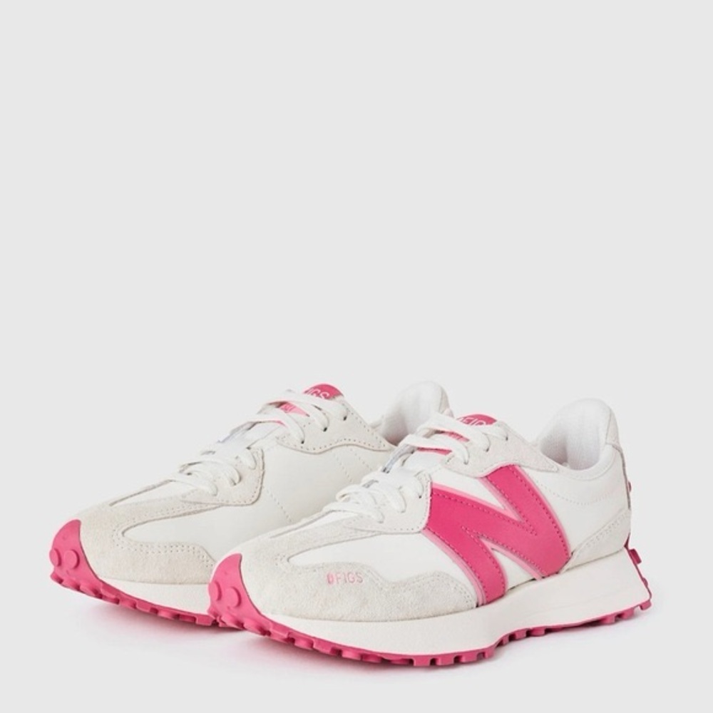 New Balance Women's Pink and White Sneakers
